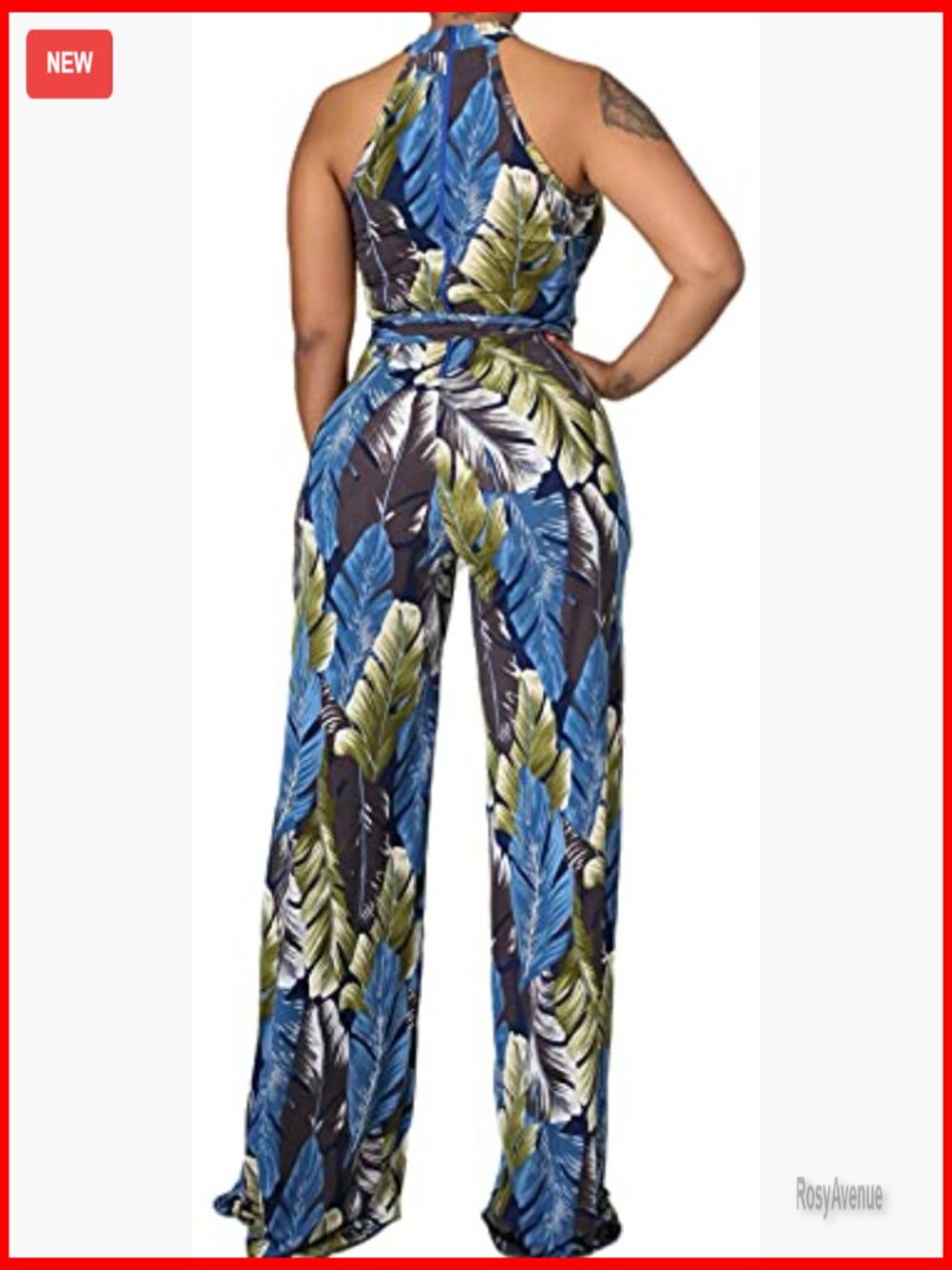 Elegant Long Straight Pant Floral Zipper Jumpsuit - Picture 3 of 4